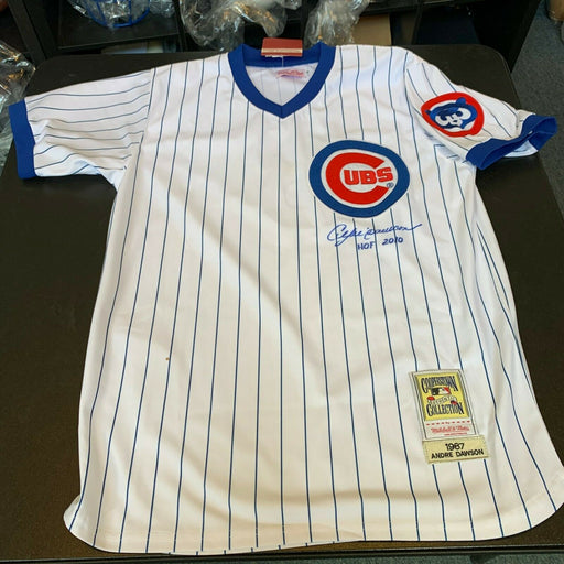 Andre Dawson HOF 2010 Twice Signed Mitchell & Ness Chicago Cubs Jersey Beckett