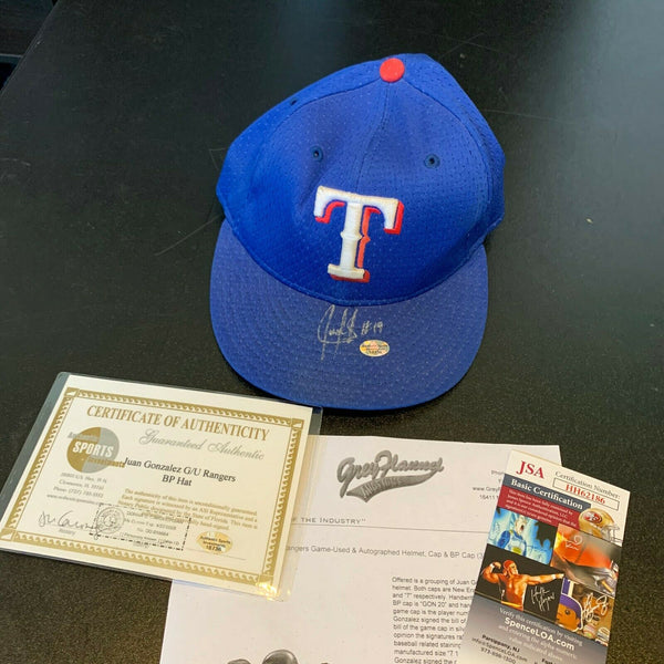 Juan Gonzalez Signed Game Used Texas Rangers Baseball Hat Cap With JSA COA