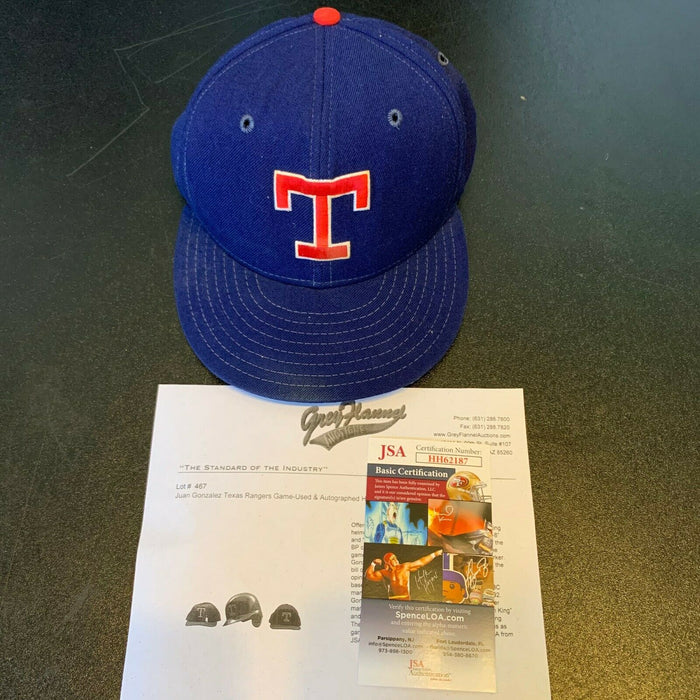 Juan Gonzalez Signed Game Used Texas Rangers Baseball Hat Cap With JSA COA