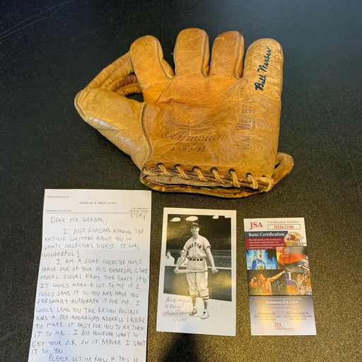 Bill Werber Signed 1930's Game Model Glove With Handwritten Letter & Photo JSA