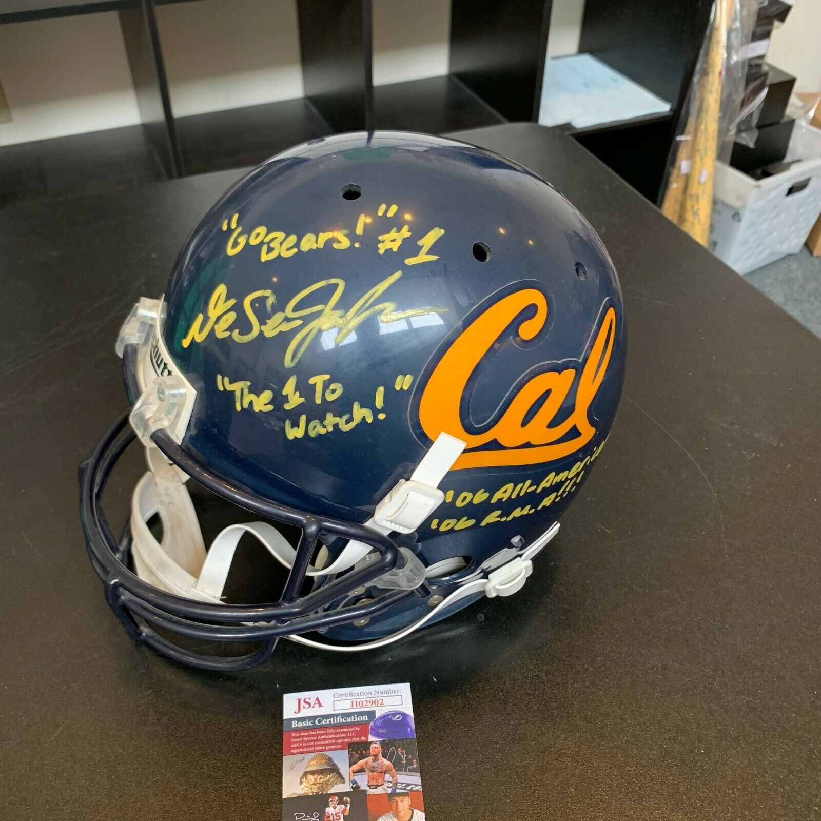 cal berkeley football helmet DeSean Jackson Signed Heavily Inscribed Cal Bears Full Size Helmet Wit — Showpieces Sports