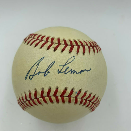 Bob Lemon Signed Vintage Official American League Macphail Baseball JSA COA