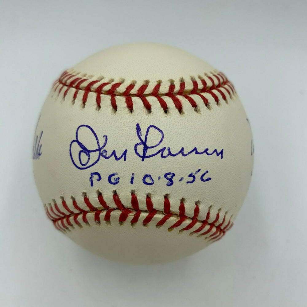 Don Larsen David Wells Dave Cone Yankees Perfect Game Signed Baseball JSA COA