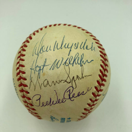 Ernie Banks Pee Wee Reese Don Drysdale Frank Robinson Brock HOF Signed Baseball