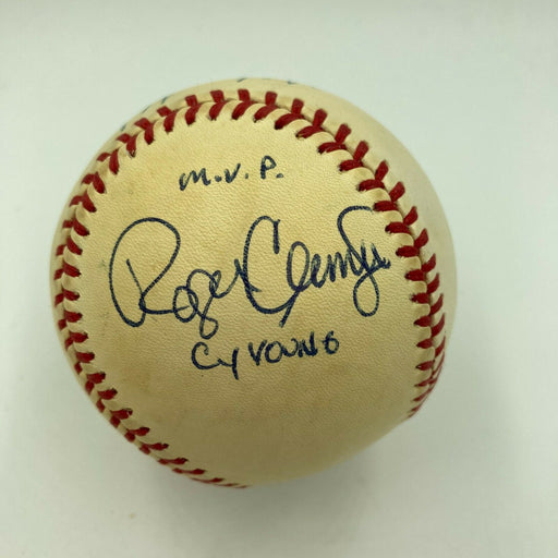 Roger Clemens Cy Young MVP & Mike Scott Signed 1986 World Series Baseball JSA