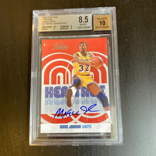 2009-10 Studio Heritage Signatures Magic Johnson Auto BGS 8.5 #/49