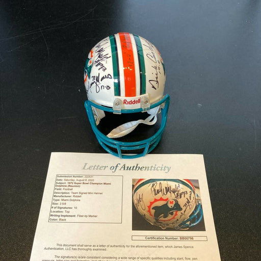 1972 Miami Dolphins Super Bowl Champs Team Signed Mini Helmet JSA Perfect Season