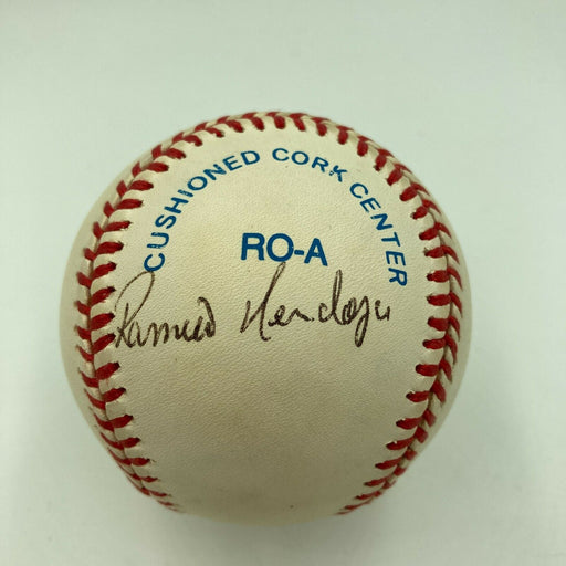 Ramiro Mendoza Signed Autographed American League Baseball New York Yankees
