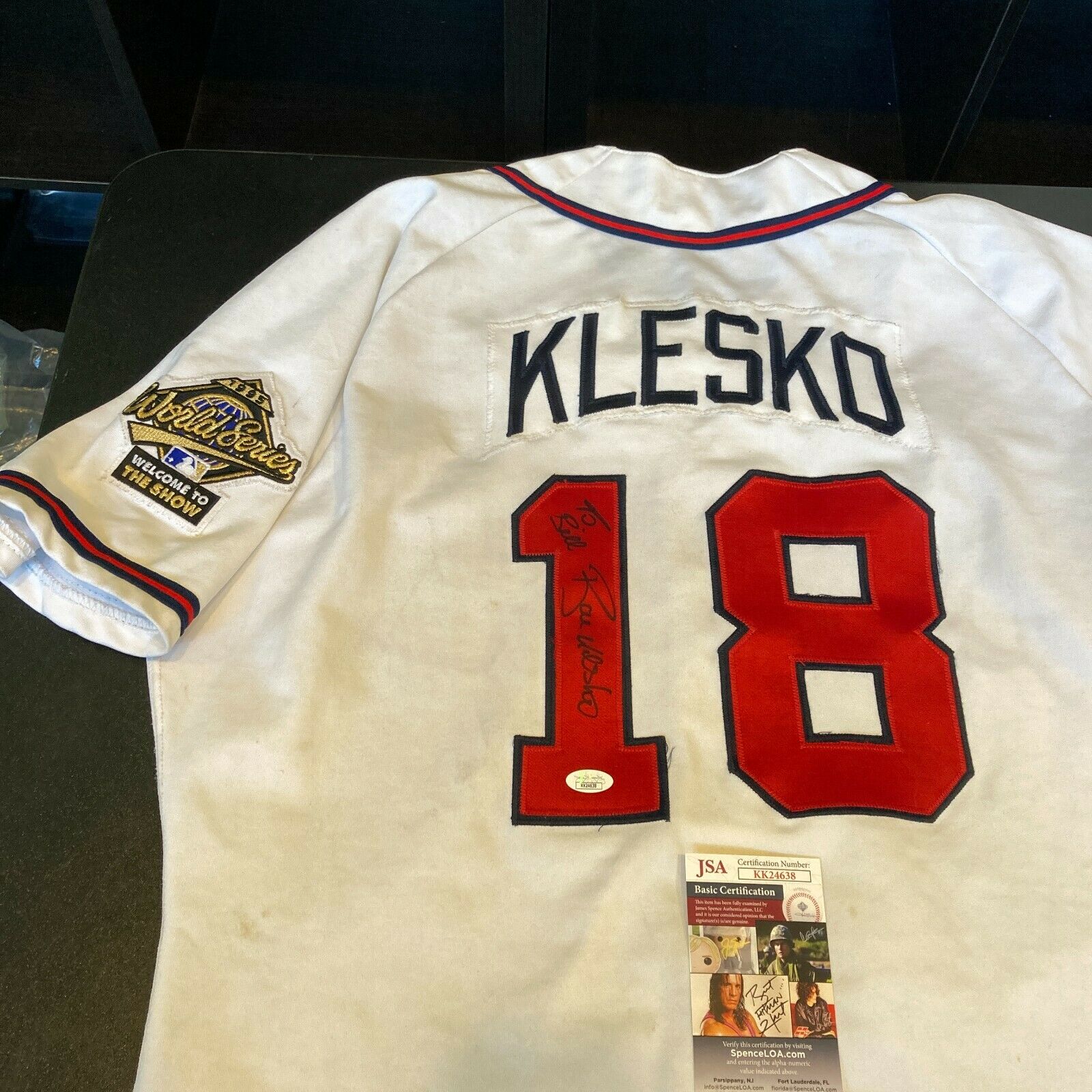 Ryan Klesko Signed Autographed Game Used 1995 Atlanta Braves Jersey With  JSA COA
