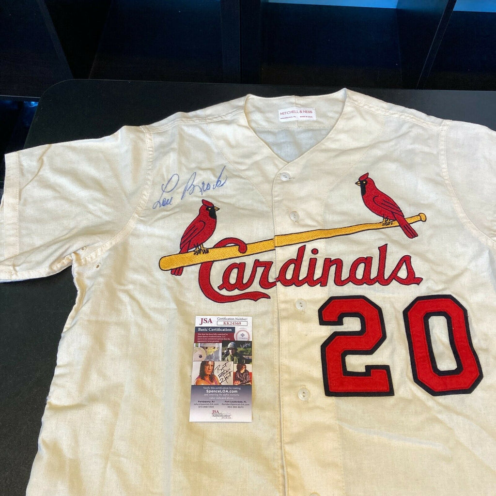 Lou Brock Autographed 64/67 WSC Cardinals Mitchell & Ness Jersey - Cream