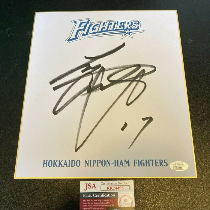 Shohei Ohtani Pre Rookie Signed Parchment Big Sig Nippon-Ham Fighters JSA COA