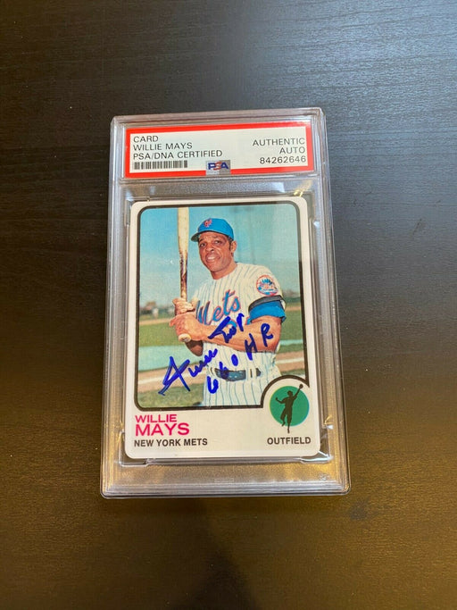 1973 Topps Willie Mays Signed Autographed Porcelain Baseball Card PSA "660 HRS"