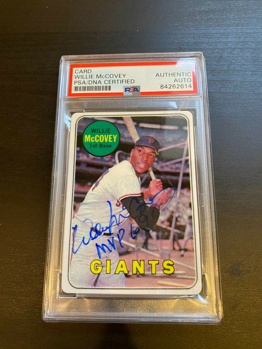 1969 Topps Willie Mccovey RC Signed Porcelain Baseball Card PSA DNA "1969 MVP"
