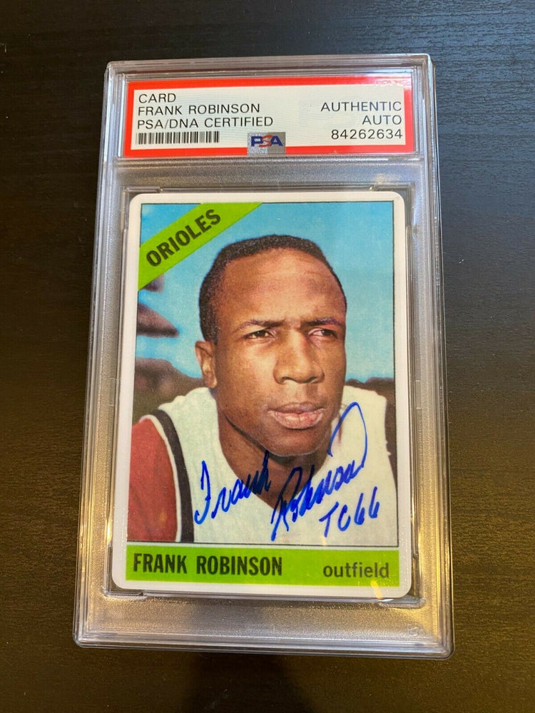 1966 Topps Frank Robinson Signed Porcelain Baseball Card PSA DNA "Triple Crown"
