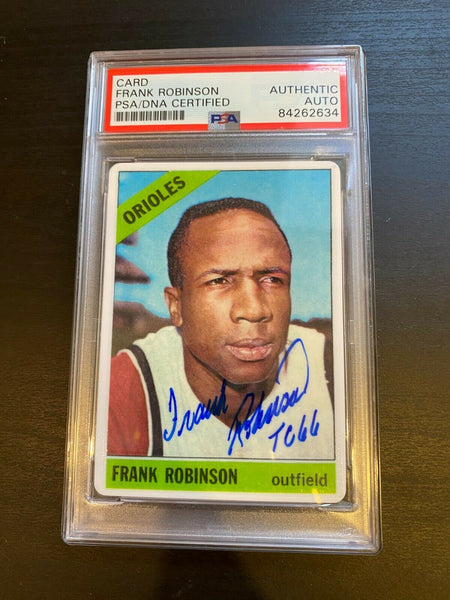 1966 Topps Frank Robinson Signed Porcelain Baseball Card PSA DNA "Triple Crown"