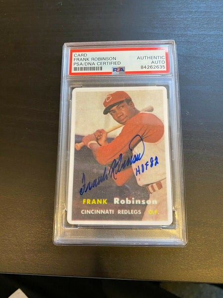1957 Topps Frank Robinson RC Signed Porcelain Baseball Card PSA DNA "HOF 1982"