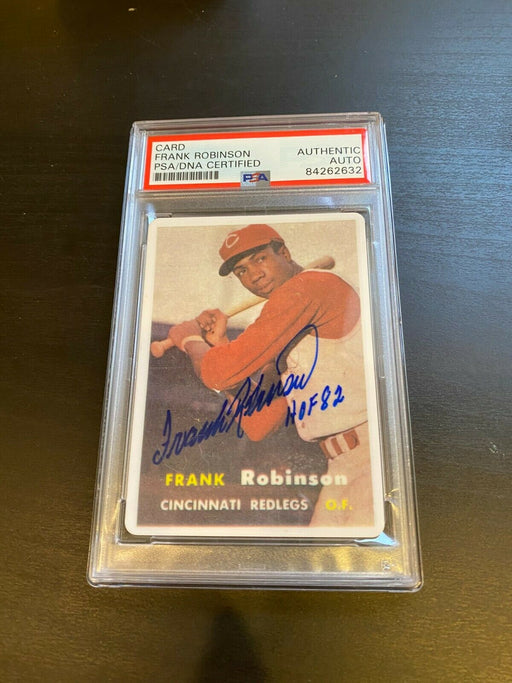 1957 Topps Frank Robinson RC Signed Porcelain Baseball Card PSA DNA "HOF 1982"