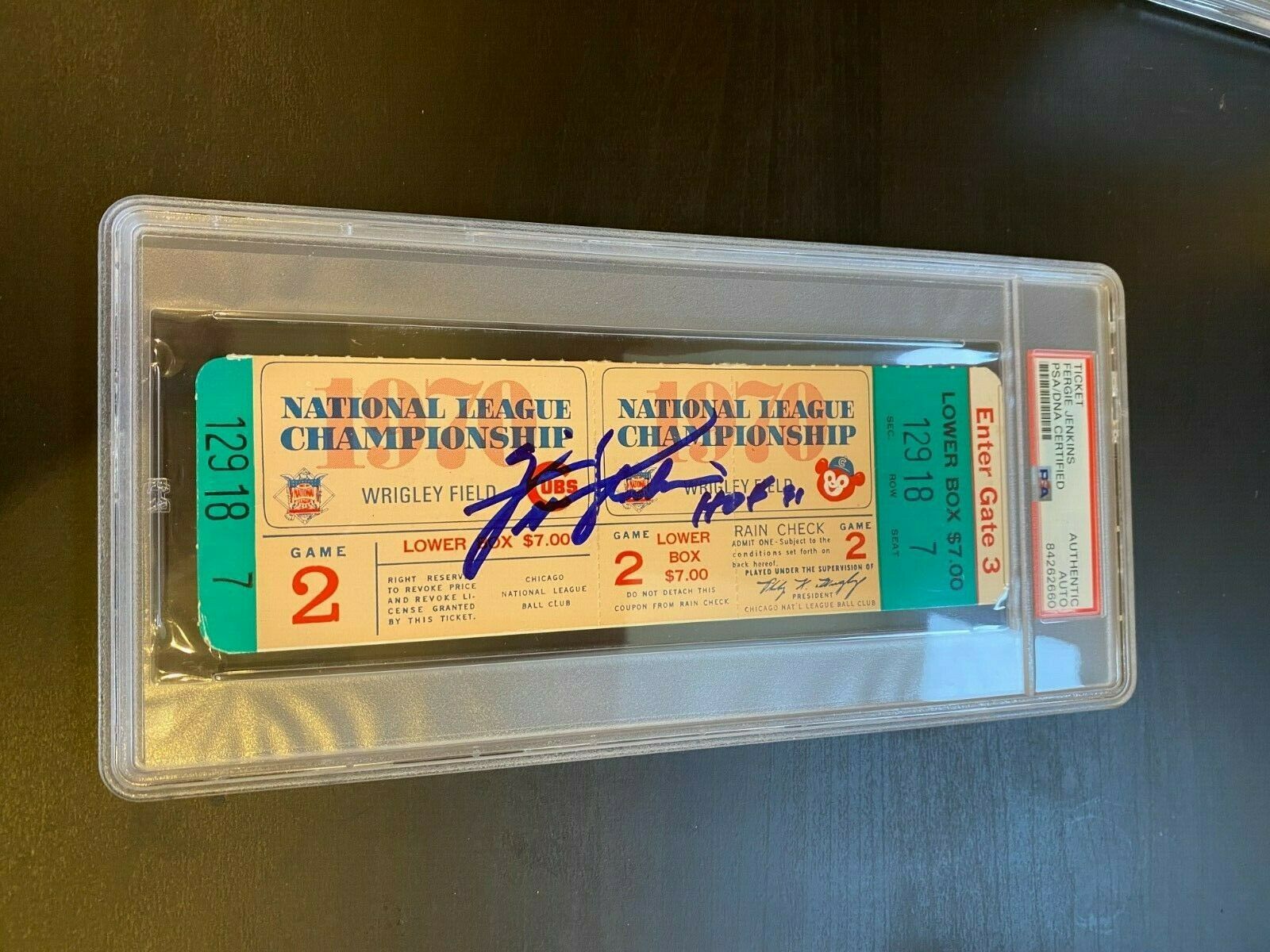 Fergie Jenkins Signed 1970 Chicago Cubs Wrigley Field NLCS Ticket PSA DNA COA