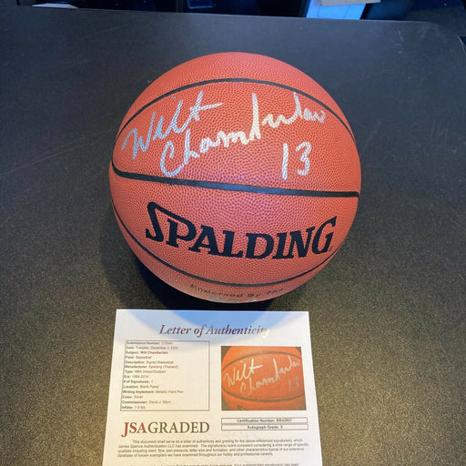 Beautiful Wilt Chamberlain #13 Signed Spalding NBA Basketball JSA Graded MINT 9