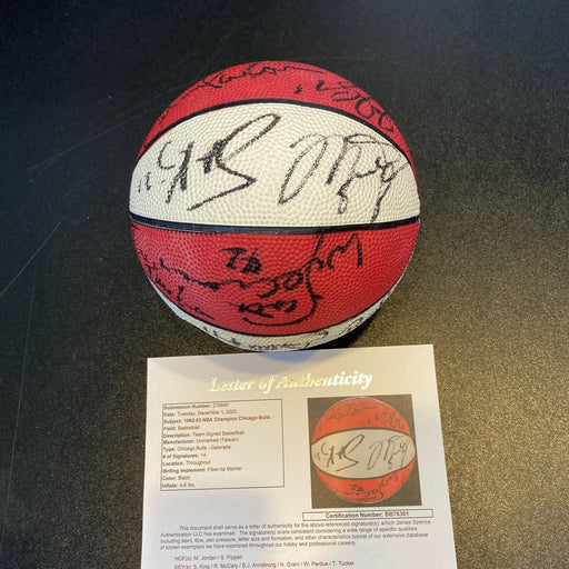 1992-93 Chicago Bulls NBA Champs Team Signed Mini Basketball Michael Jordan JSA
