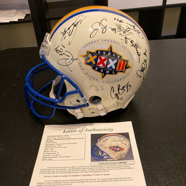 1998 Denver Broncos Super Bowl XXXII Champs Team Signed Authentic Helmet JSA COA