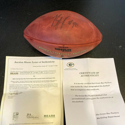 BJ Raji Signed Autographed Wilson NFL Game Football Green Bay Packers JSA COA