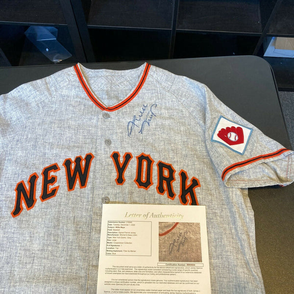 Beautiful Willie Mays Signed 1951 New York Giants Game Model Jersey JSA COA
