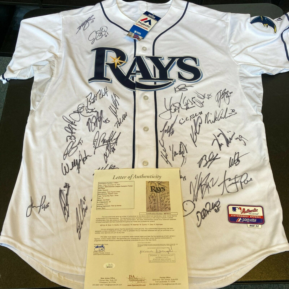 2020 Tampa Bay Rays American League Champs Team Signed Jersey 36 Sigs JSA COA