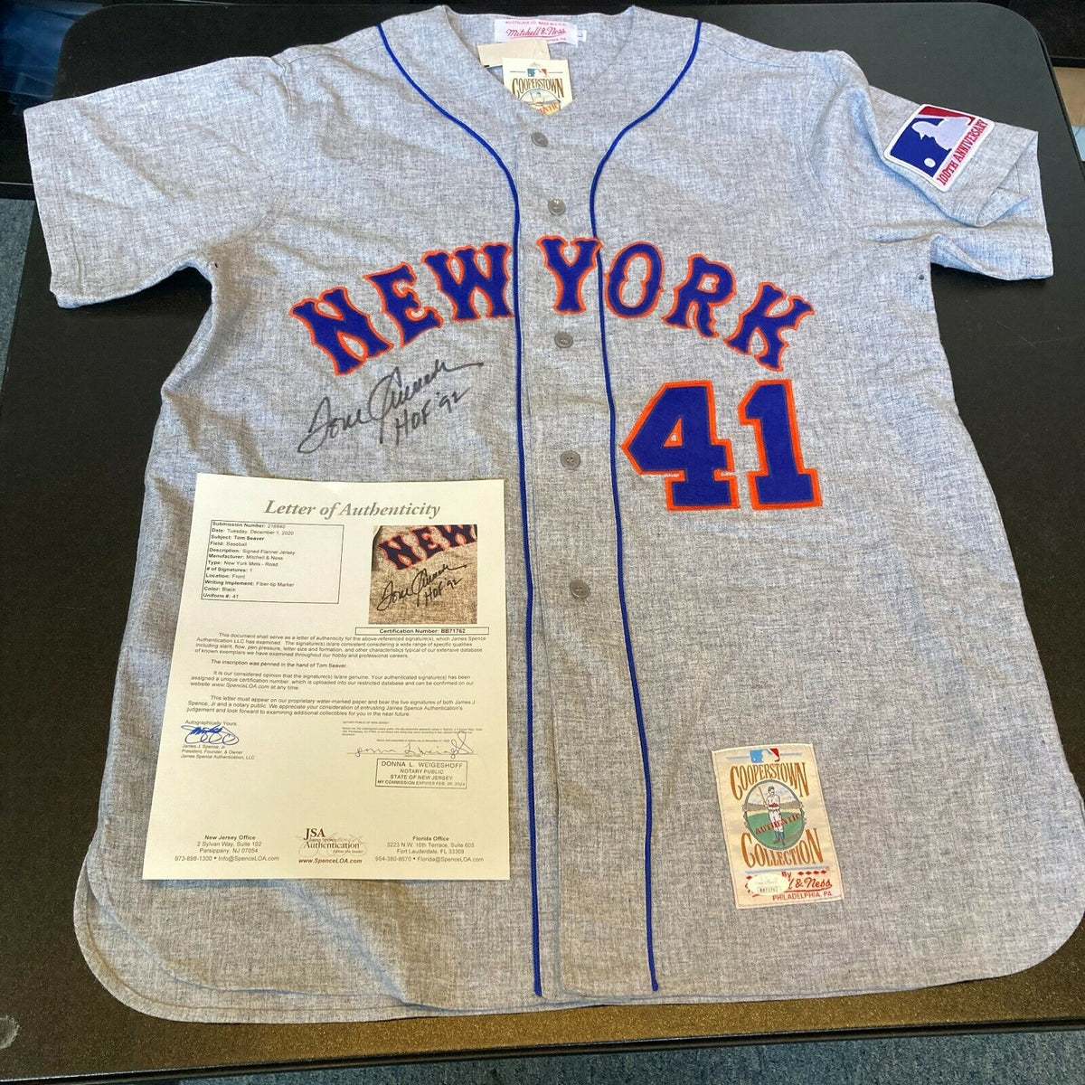 Tom Seaver New York Mets Autographed and Inscribed HOF 92 Cooperstown  Jersey