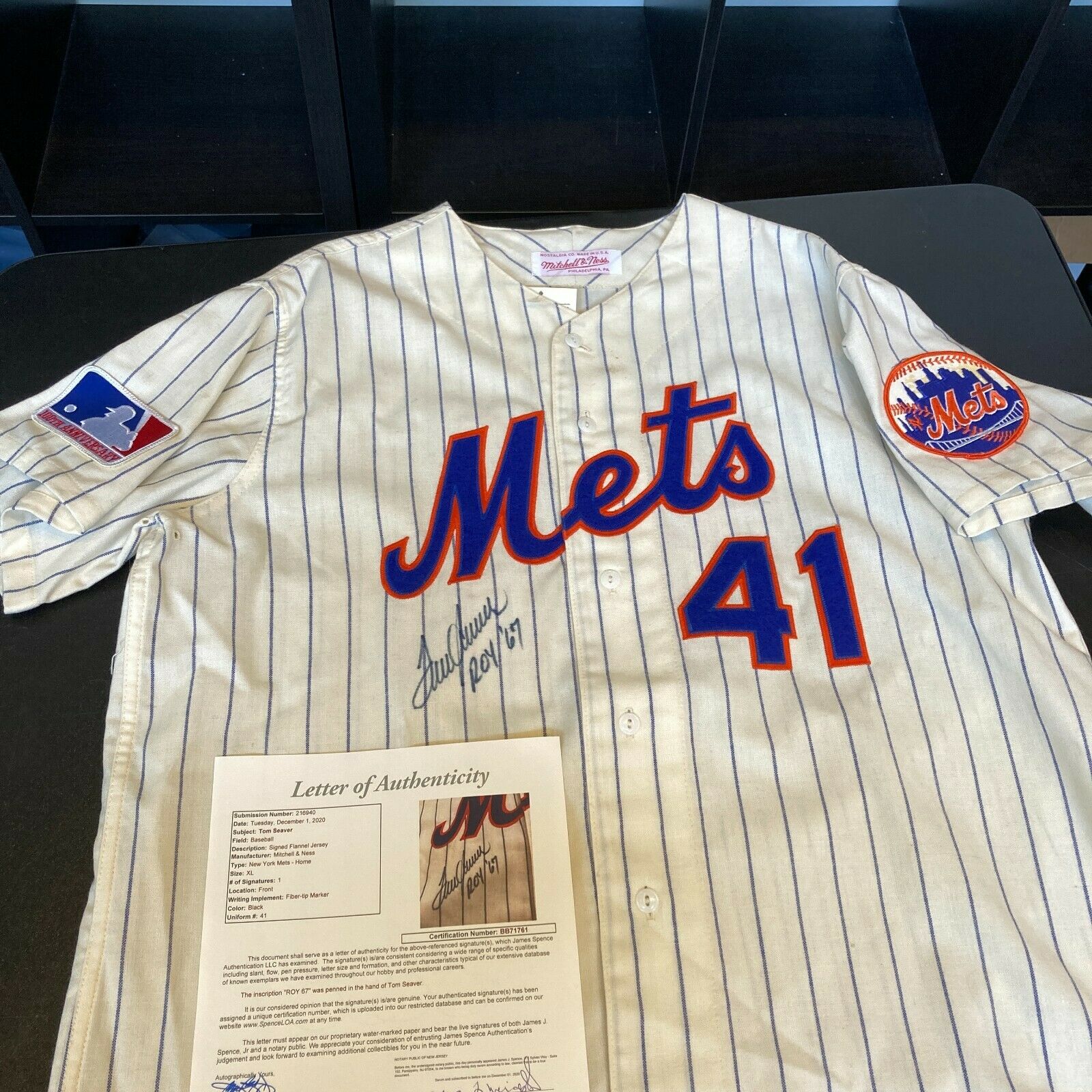 Tom Seaver 1967 Rookie Of Year Signed New York Mets Mitchell & Ness Jersey  JSA