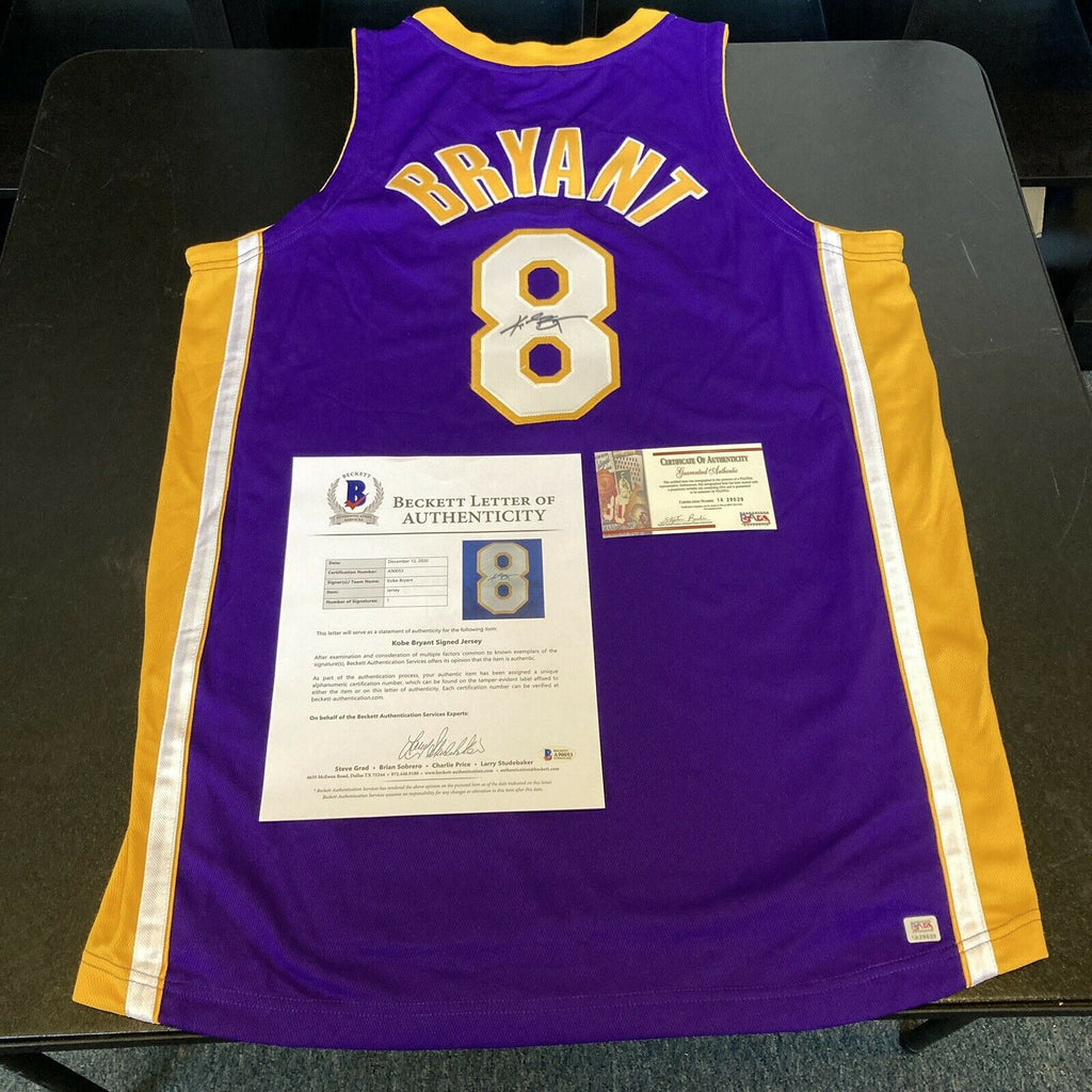 Shaquille O'Neal Signed Yellow Custom Jersey w/Kobe 24 Patch BAS Itp