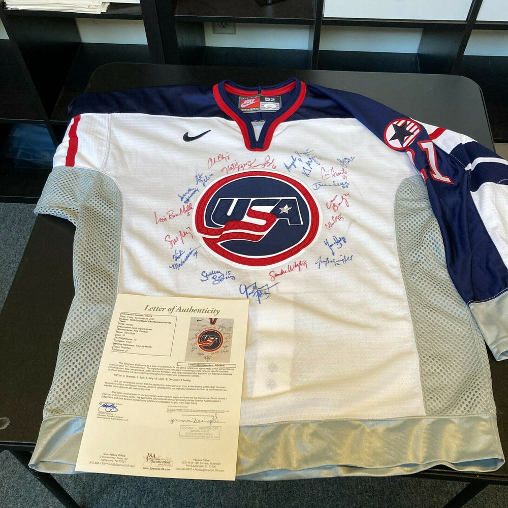 1998 Team USA Olympics Gold Medal Women's Hockey Team Signed Jersey JSA COA