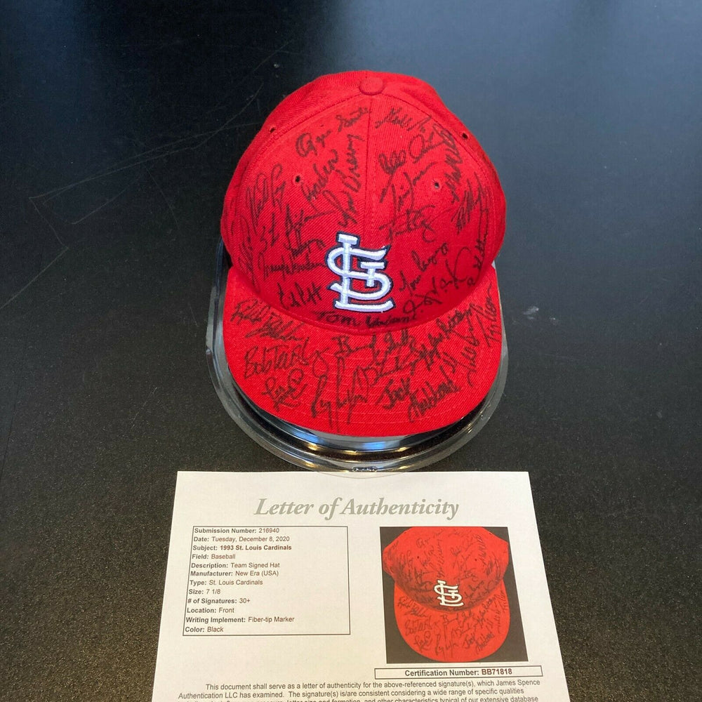 1993 St. Louis Cardinals Team Signed Game Model Hat Ozzie Smith 35+ Sigs JSA COA