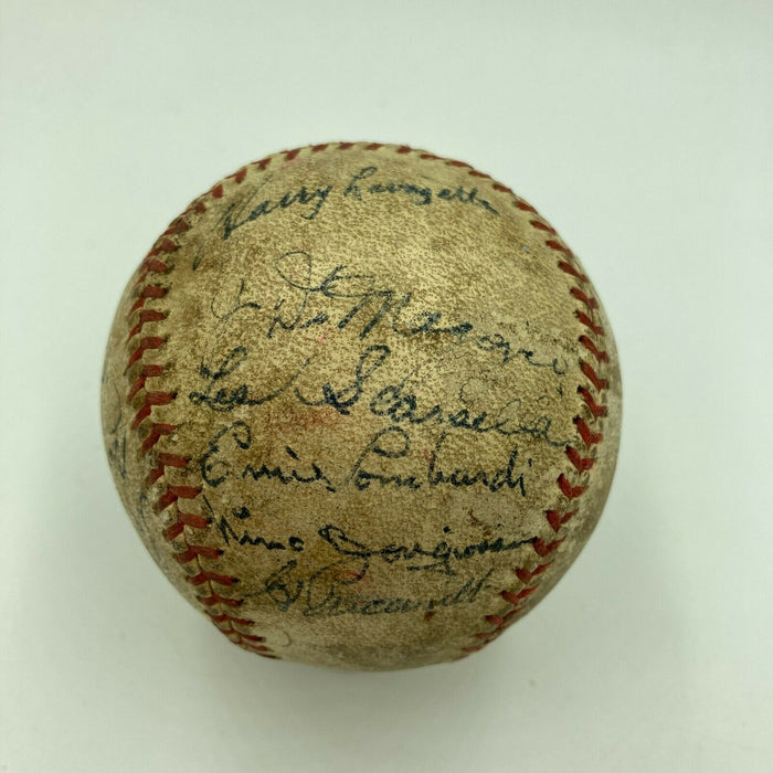 1936 Joe Dimaggio Tony Lazzeri Ernie Lombardi Italian Stars Signed Baseball JSA