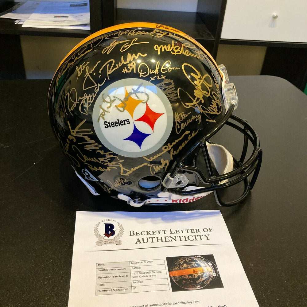 1970's Pittsburgh Steelers Super Bowl Champs Team Signed Game Helmet B —  Showpieces Sports
