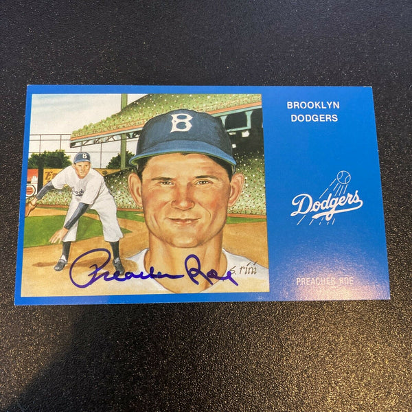 Preacher Roe Signed Autographed Vintage Brooklyn Dodgers Postcard