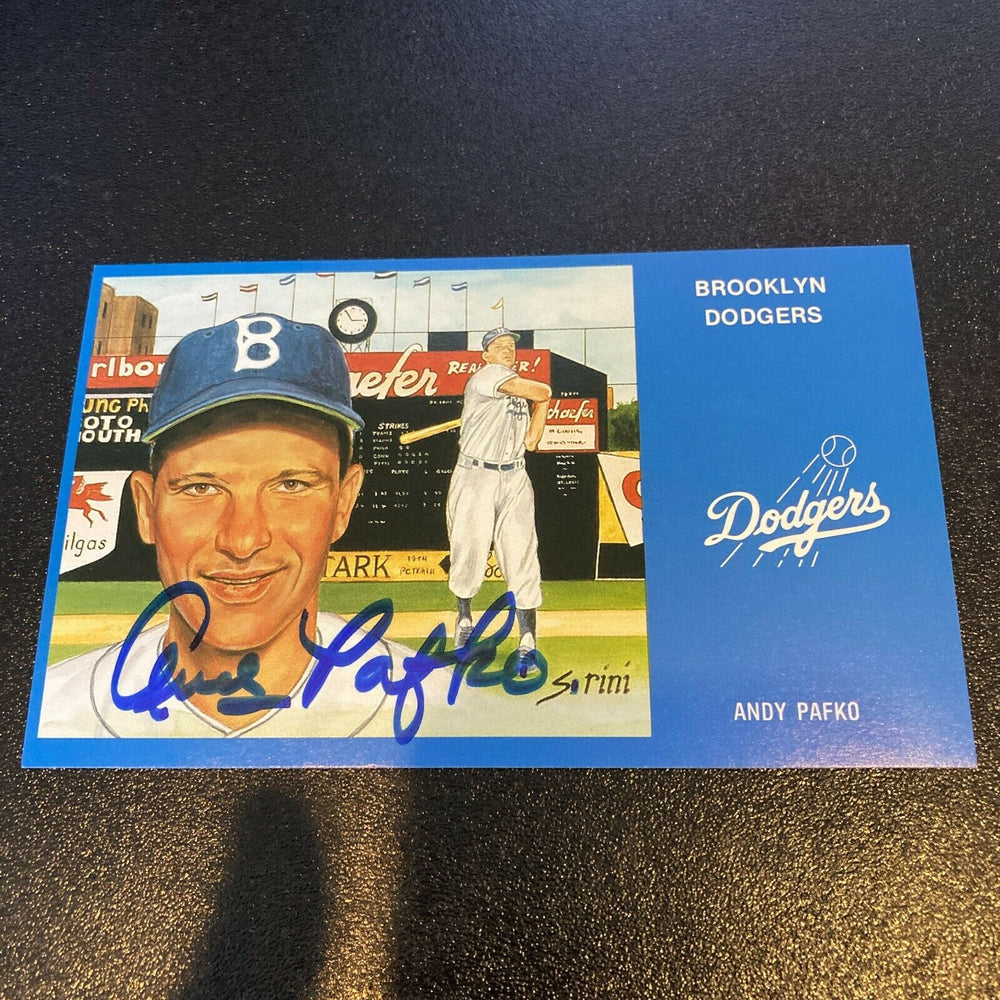 Andy Pafko Signed Autographed Vintage Brooklyn Dodgers Postcard