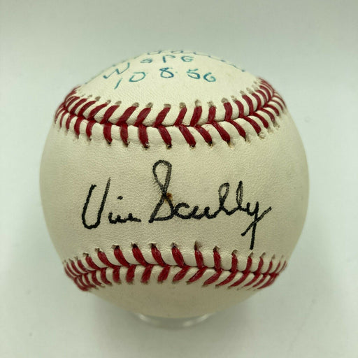 Vin Scully & Don Larsen 1956 World Series Perfect Game Signed Baseball PSA DNA