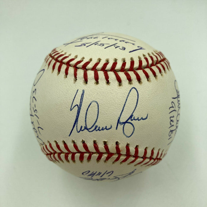 Rare Nolan Ryan 7 No Hitters Signed Baseball With All 7 Catchers MLB Authentic