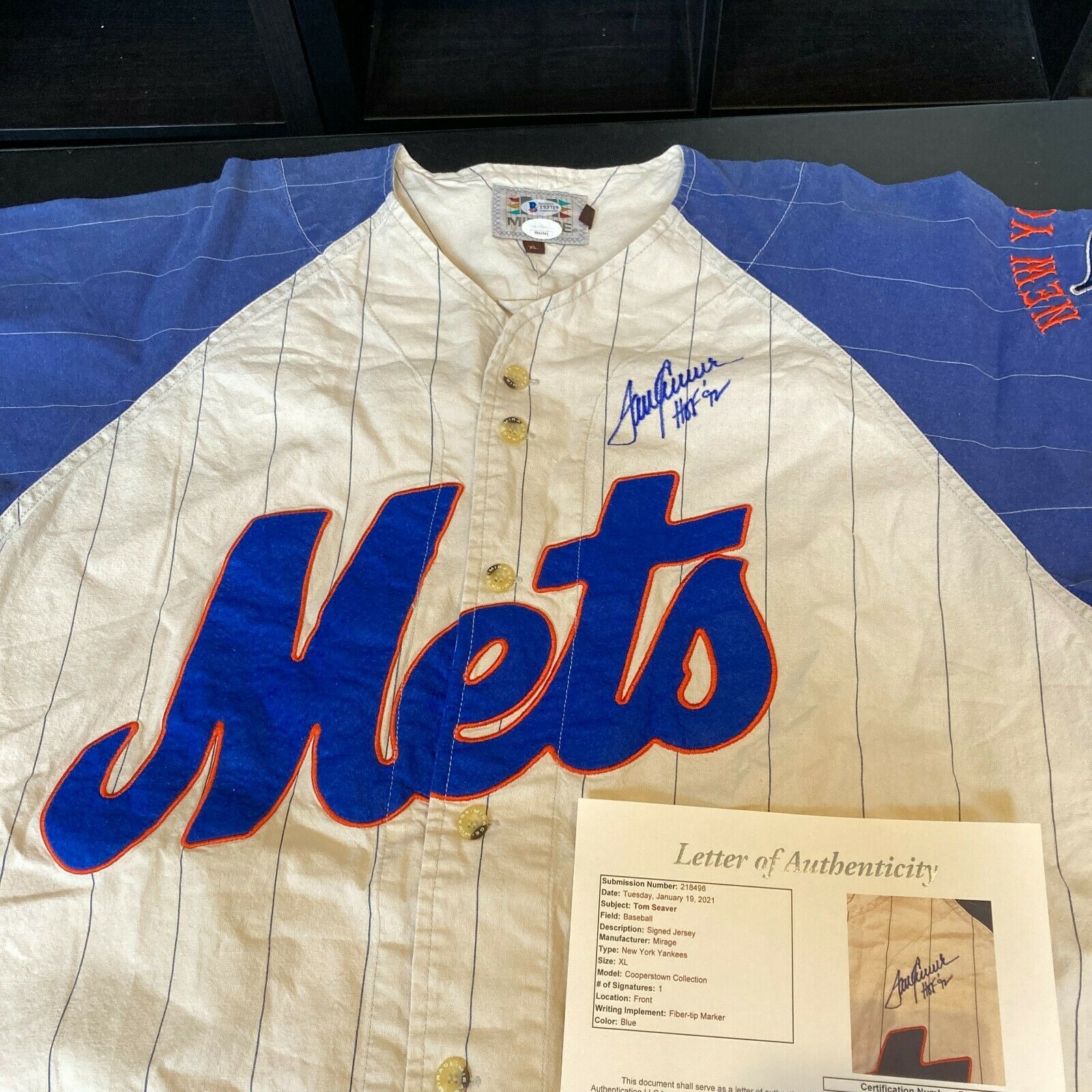 Tom Seaver Autographed New York Mets P/S Majestic Jersey w/ HOF 92- JSA W  Auth