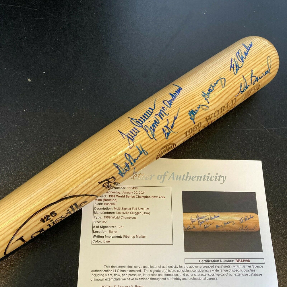 1969 New York Mets World Series Champs Team Signed Bat Tom Seaver JSA COA