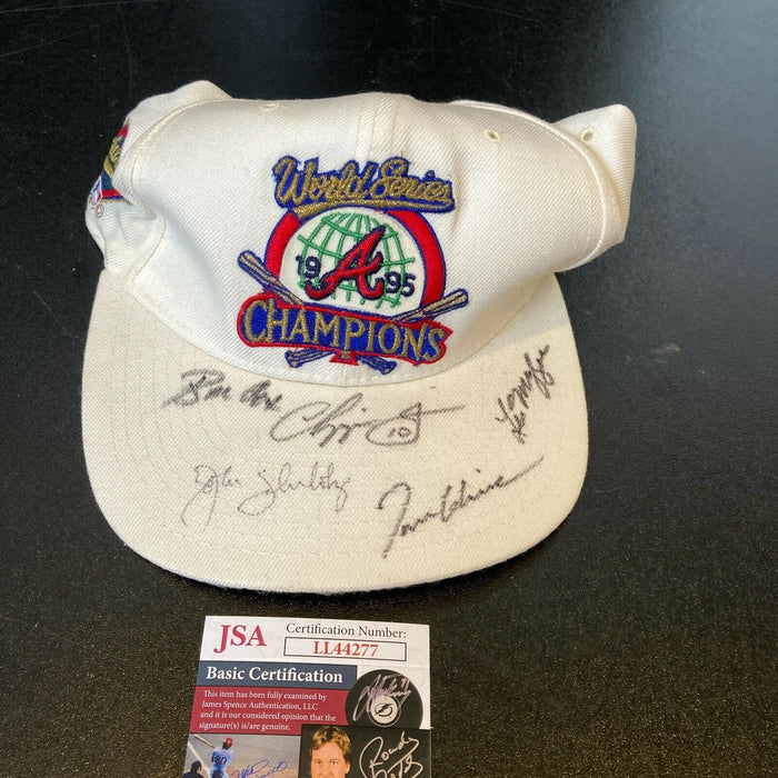 1995 Atlanta Braves World Series Champs Multi Signed Hat Chipper Jones JSA COA