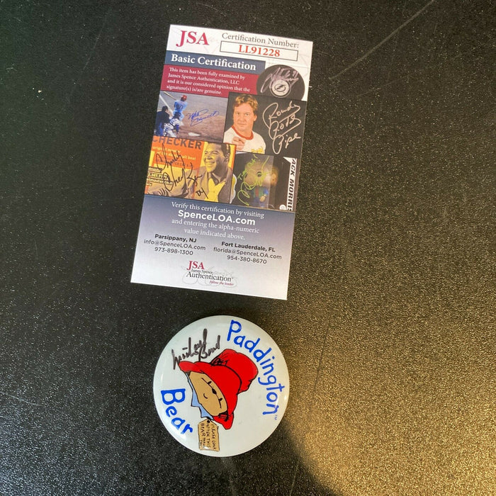 Michael Bond Signed Paddington Bear Pin JSA COA Paddington Bear Creator