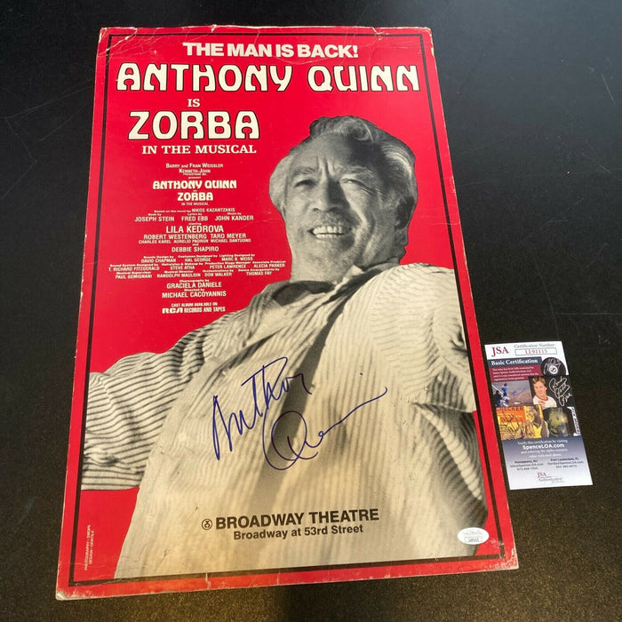 Anthony Quinn Signed Original Zorba the Greek Movie 14x22 Poster JSA COA