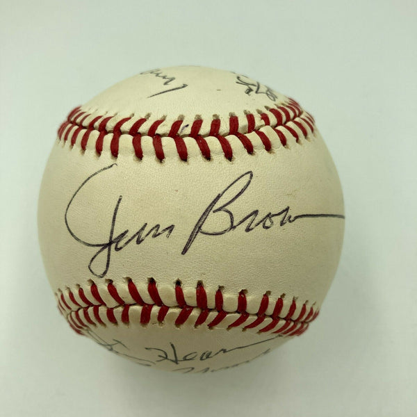 Jim Brown Hall Of Famers & Legends Signed Baseball With JSA COA NFL