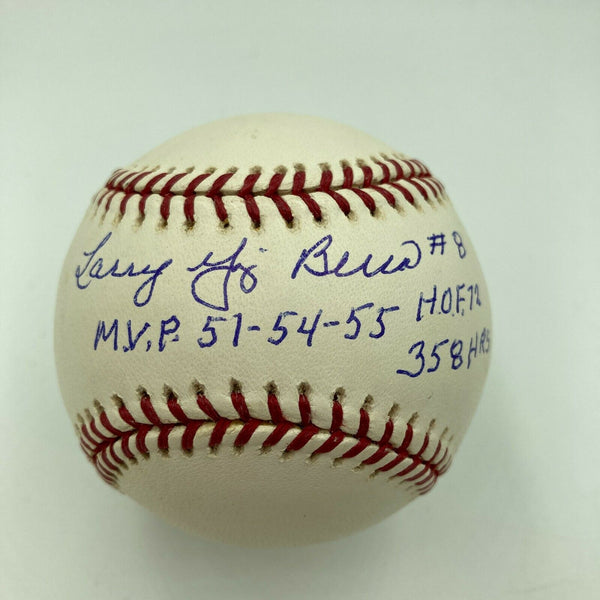 Larry Yogi Berra MVP HOF Signed Heavily Inscribed Baseball JSA Graded MINT 9