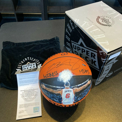Lebron James "Witness Miami" Chalk Toss Signed Basketball UDA Upper Deck 6/6