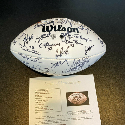 1985 Chicago Bears Super Bowl Champs Team Signed Football Walter Payton JSA COA