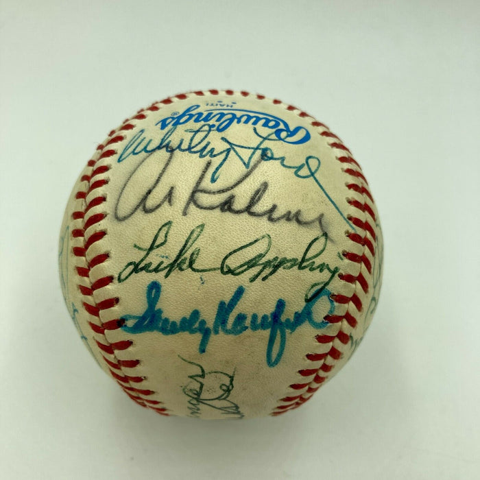 Mickey Mantle Joe Dimaggio Sandy Koufax Hank Aaron HOF Signed Baseball JSA COA