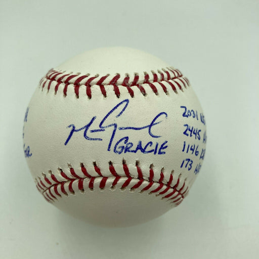 MINT Mark Grace Signed Heavily Inscribed STAT Major League Baseball Beckett COA